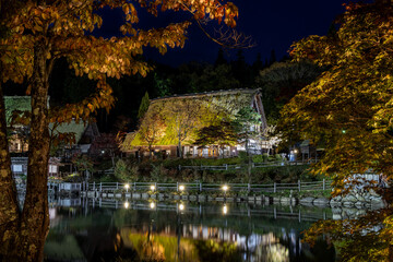 飛騨民俗村 飛騨の里 秋のライトアップ 岐阜県高山市
