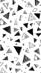 Minimalist Seamless Pattern of Abstract Geometric Triangles on White Background