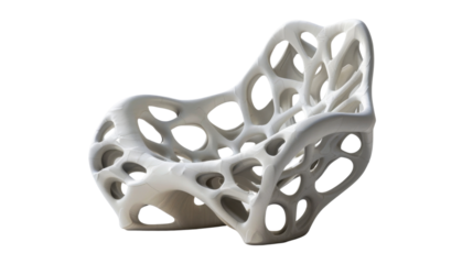 Organic modern chair on white transparent background







