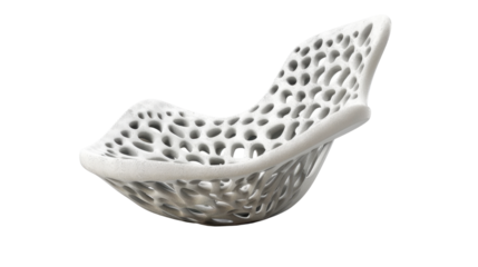 Organic modern chair on white transparent background






