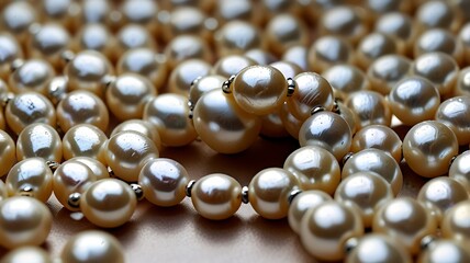 Pearls in a crescent shape, mixing sizes to create a unique and stylish pattern with no background