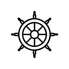 Obraz premium Ship wheel icon in black and white design for marine theme or navigation concept