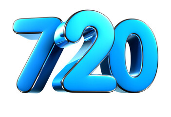 Blue number 720 3d illustration. Advertising signs. Product design. Product sales