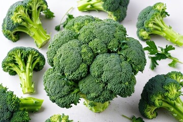Fresh Isolated Broccoli Vegetable on White Background