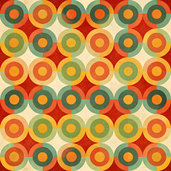 Vibrant Retro Circular Seamless Pattern. Perfect for: 60s Themed Parties, Retro Events
