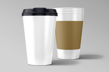 blank white brown paper plastic coffee cup mockup take away