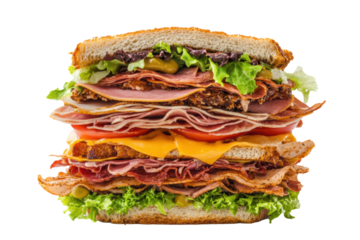 A towering deli sandwich
