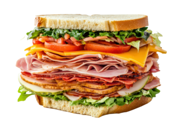 A towering deli sandwich
