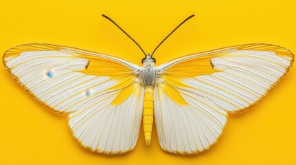 Fototapeta premium Explore the beauty of a yellow butterfly spread against a vibrant background