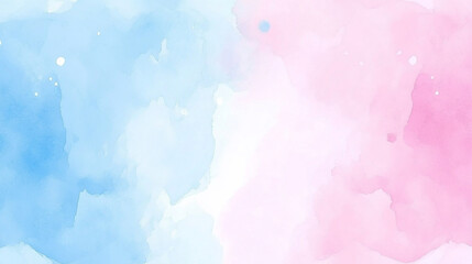 Obraz premium Abstract watercolor background in soft pink and blue with white speckles.