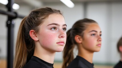 Two young athletes focused and determined during a training session, showcasing the spirit of dedication and teamwork in sports.