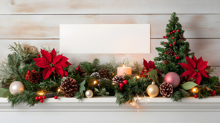 Charming Christmas or New Year and winter scene with festive decorations.