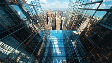 A View From the Top of a Modern Skyscraper Looking Down at a City