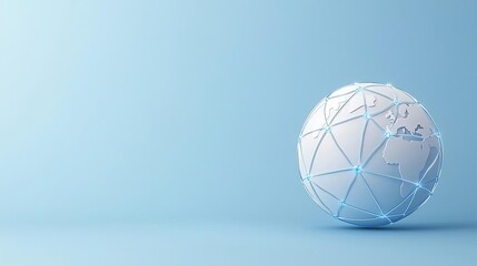 A digital globe design, showcasing interconnected global networks on a smooth blue background. Perfect for conveying technology and globalization themes.