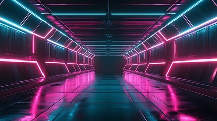 Futuristic Neon Corridor: A Digital Dreamscape
