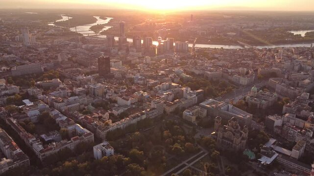 High angle view of Belgrade, capital of Serbia.	
