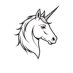 Unicorn head, line art, simple