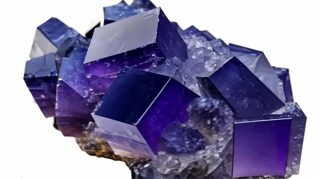 Blue Fluorite Cluster: A mesmerizing close-up of a vibrant blue fluorite cluster, showcasing its intricate crystalline structure and captivating color variations.