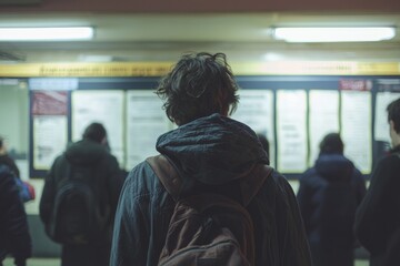 A voter stands in front of an election board, shaking their head in disbelief at the results