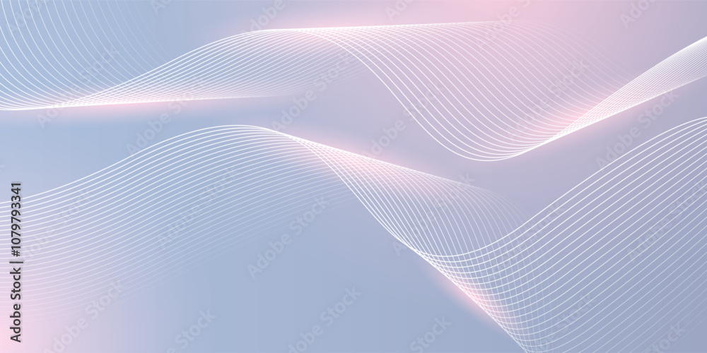 Wall mural abstract grey background with dynamic glowing wavy lines. digital future technology concept