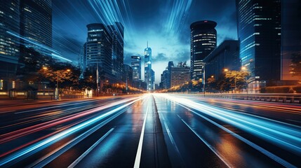 Cityscape with Light Trails