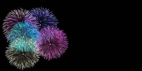 Fototapeta premium Vibrant Fireworks Burst Against a Dark Background Celebrating Special Occasions and Holidays with Colorful Explosions of Light in the Night Sky