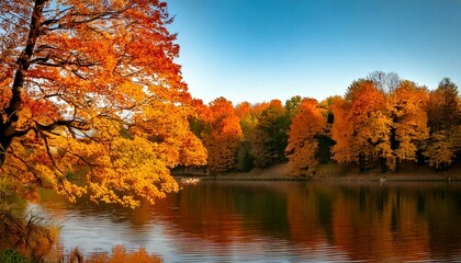 Obraz premium Autumn landscape with lake
