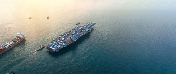 Nuclear War Ship, Military navy ship carrier full loading fighter jet aircraft for prepare troops....