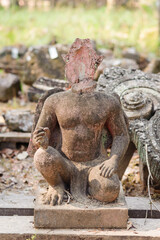 Fototapeta na wymiar Lion statue at Banteay Srei temple Siem Reap, Cambodia.