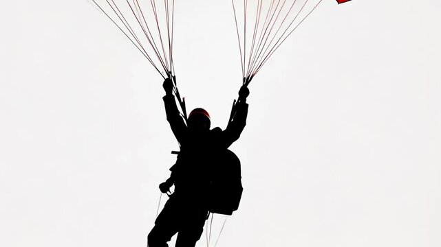 Silhouette of a Paraglider Soaring: A dramatic silhouette of a paraglider soaring through the sky, capturing the thrill and freedom of adventure. The image evokes a sense of adventure, exploration.