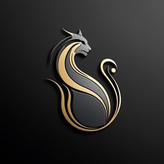 Naklejka premium Elegant Black Cat Logo: A Luxurious Design