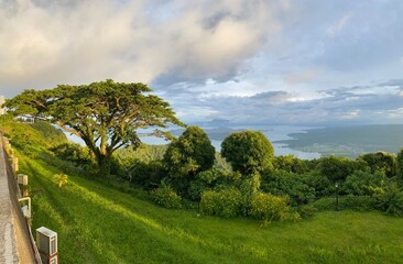 Tagaytay, Philippines panoramic  landscape with tree and Taal Lake after the Tsunami on 10 20 2024.