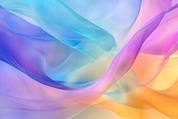 Vibrant, abstract green, blue, purple, yellow and pink waves on light background. Flowing gradient abstract with soft textures. Modern design element for website or presentation