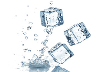 Flying ice cube on transparent Background 