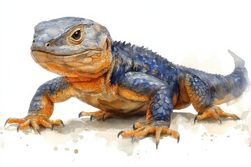 Fototapeta premium A detailed illustration of a lizard showcasing vibrant colors and textures.