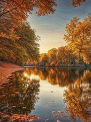 Obraz premium Autumn landscape with lake