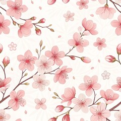 Swaying Sakura Blossom Seamless Pattern