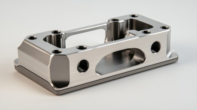 CNC machined aluminum part with threaded holes and precise milling.