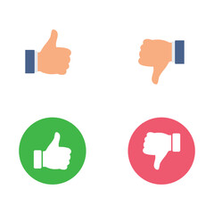 Thumbs up and down icon or like and dislike symbols icon set