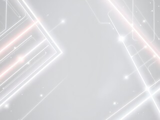 Abstract white futuristic background with glowing lines and geometric shapes, technology
