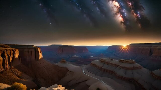 A Stunning Canyon Sunset Under a Starry Sky
