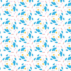 Playful Sky Pattern with Sun and Clouds

