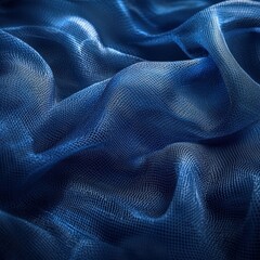 Naklejka premium Intricate blue mesh fabric with flowing waves and patterns