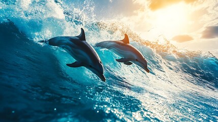 Fototapeta premium dolphin jumping in water