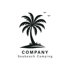 Obraz premium Palm Tree Silhouette Isolated on White Background