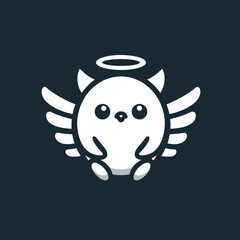 a cartoon angel with wings and halo