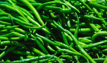 Fresh chilli pepper selling at agriculture market