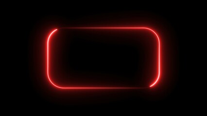 Neon rectangle border frame illustration background. Seamless loop neon line. 