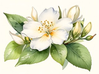 Obraz premium Jasmine Watercolor Flower Nature Art