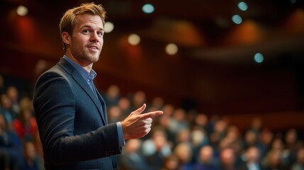Focused shot of a business professional giving a presentation